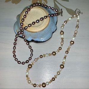 💕Set of Handmade pearl and crystal necklaces